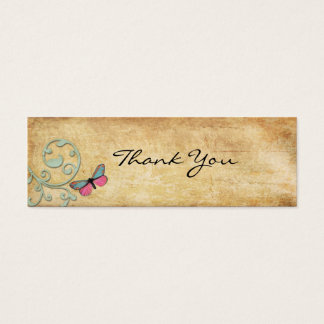 Papillon rose vintage Merci note