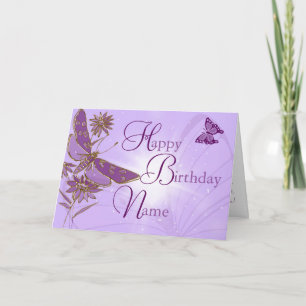 Papillon rose violet Carte d'anniversaire