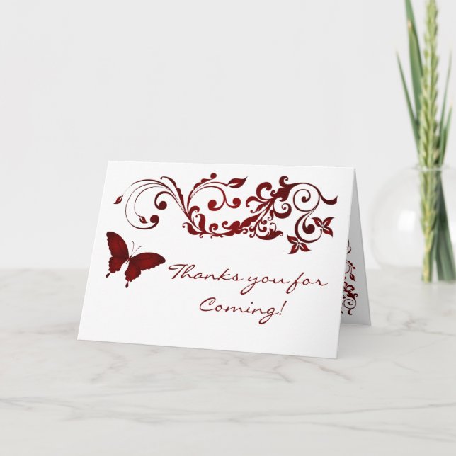 Papillon rouge, Merci Carte pour les Mariages (Devant)