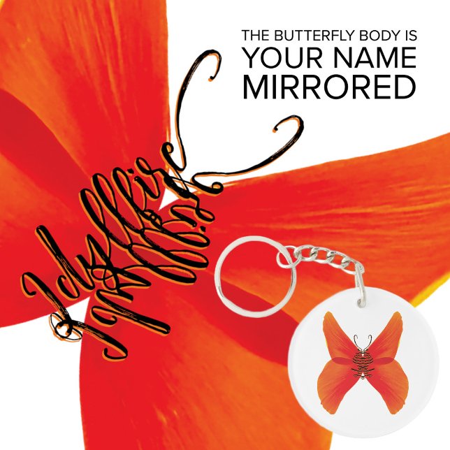 Papillon rouge orange avec votre nom (Créateur téléchargé)