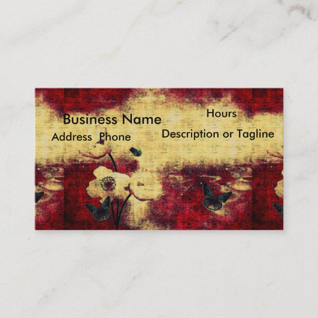Papillon rouge sang âgé par carte de visite (Devant)