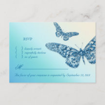 Papillon RSVP Mariage Carte de réponse bleu