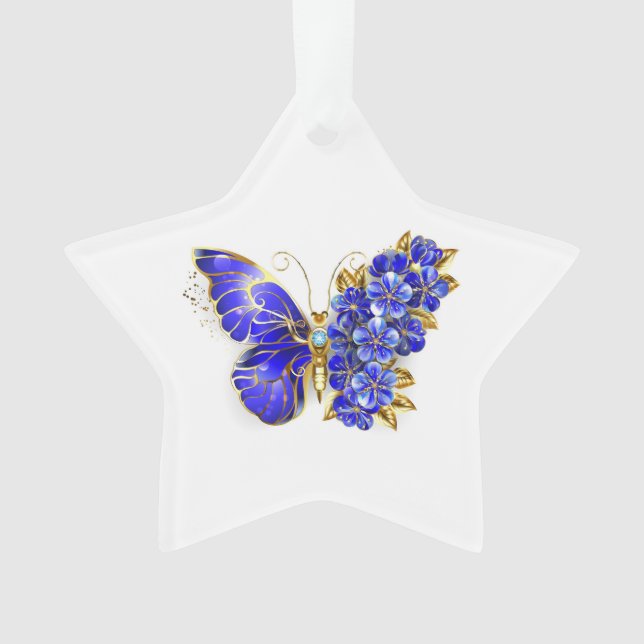 Papillon saphir à fleurs (devant)