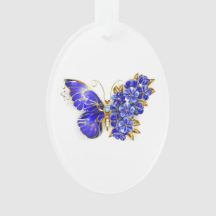 Papillon saphir à fleurs