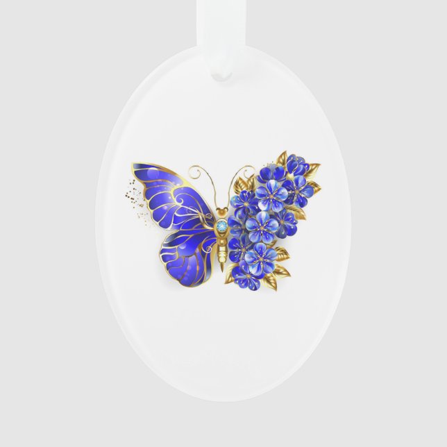 Papillon saphir à fleurs (devant)