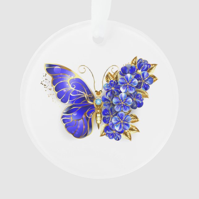 Papillon saphir à fleurs (devant)