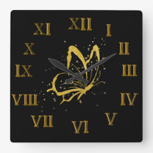 Papillon scintillant design romain horloge murale