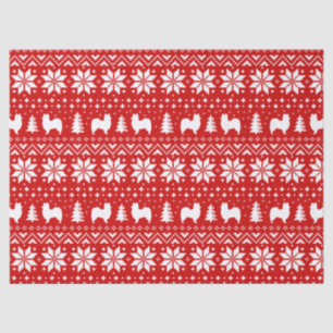 Papillon Silhouettes Christmas Pattern Red Tissue Paper