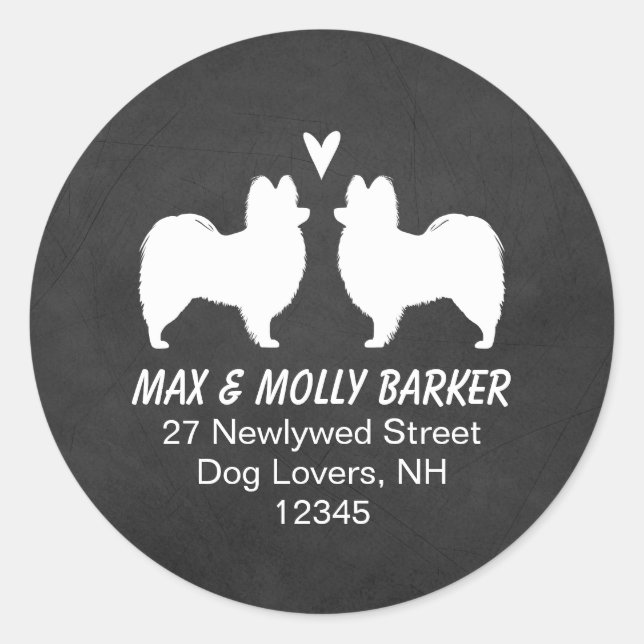 Papillon Silhouettes Love Return Address Classic Round Sticker (Front)