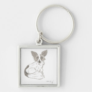 Papillon Sketch Keychain