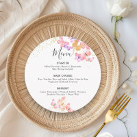 Papillon Skis Coral Gold Confetti Menu Rond