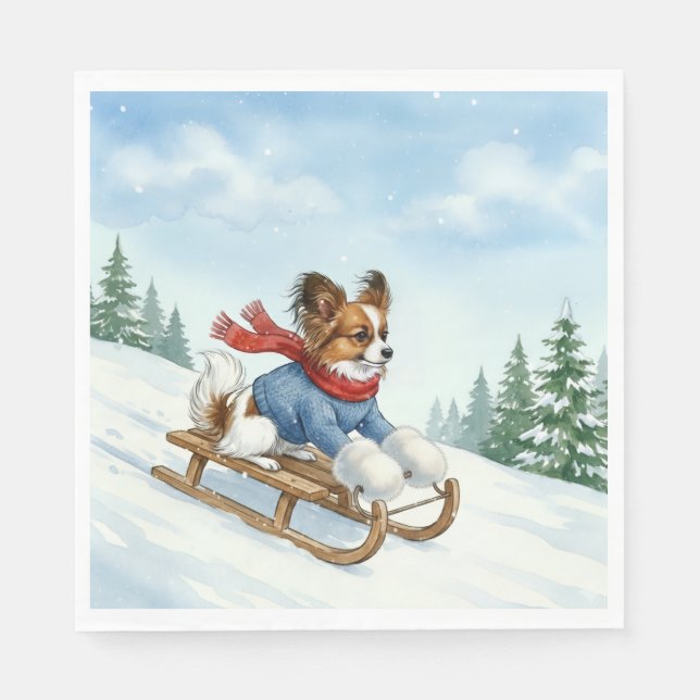 Papillon Sledding, Napkins (Front)