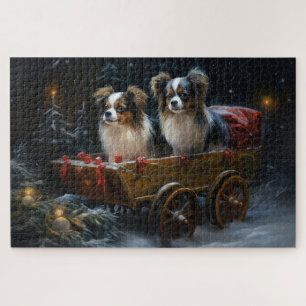 Papillon Snowy Sleigh Christmas Decor  Jigsaw Puzzle