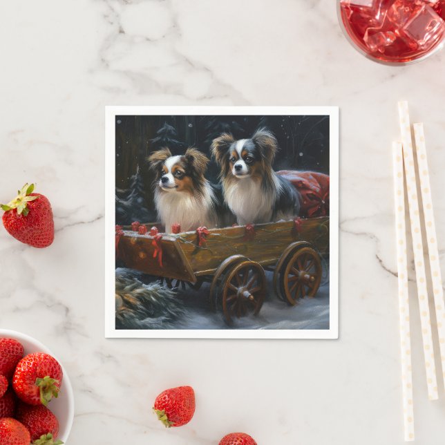 Papillon Snowy Sleigh Christmas Decor  Napkin (Insitu)