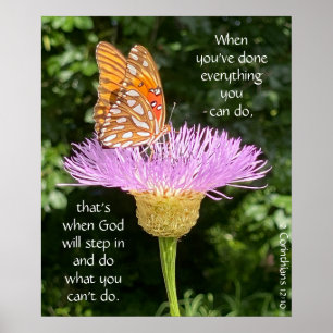 Papillon sur Basketflower, Écriture Verse Poster