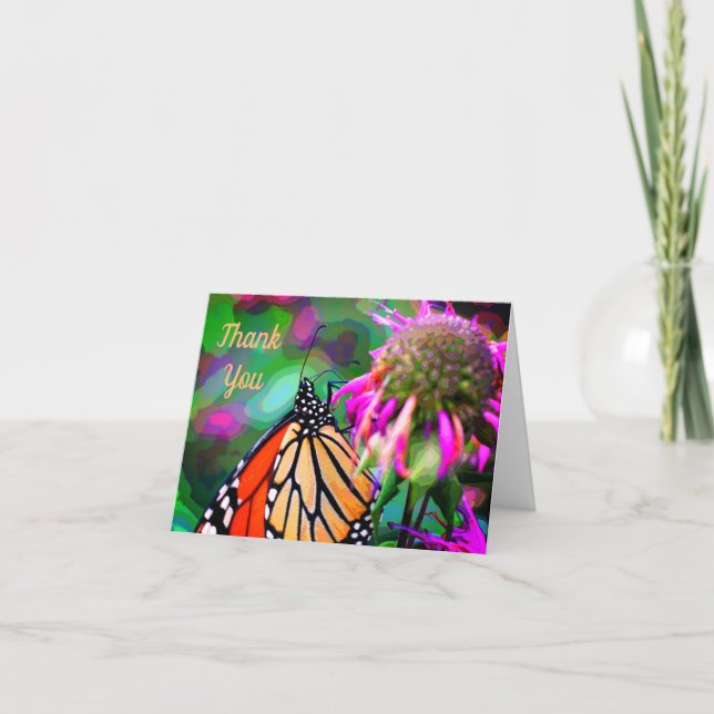 Papillon Sur Flower Nature Art Carte de remercieme (Devant)