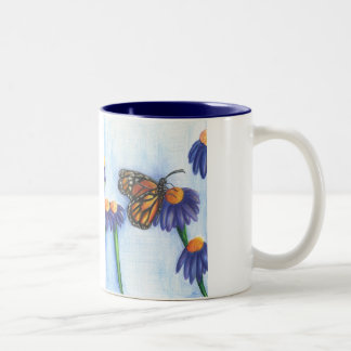 Papillon sur la tasse 11oz (blanc/marine) de