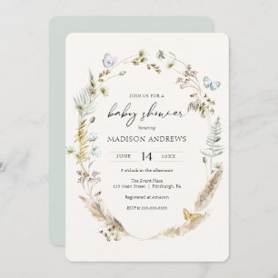 Papillon sur le chemin Boho Baby shower Invitation