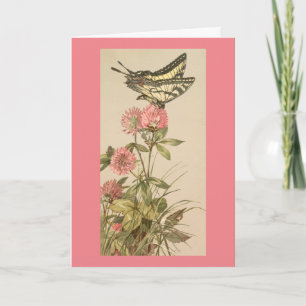 Papillon sur les fleurs Carte de remerciement
