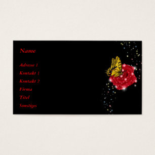 Papillon sur Rose rouge avec Raindrops et Stars