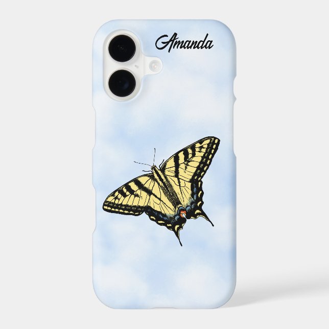 Papillon Swallowtail Jaune Ciel Bleu Personnalisé (Verso)