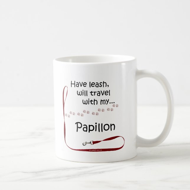 Papillon Travel Leash Coffee Mug (Right)