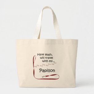 Papillon Travel Leash Large Tote Bag