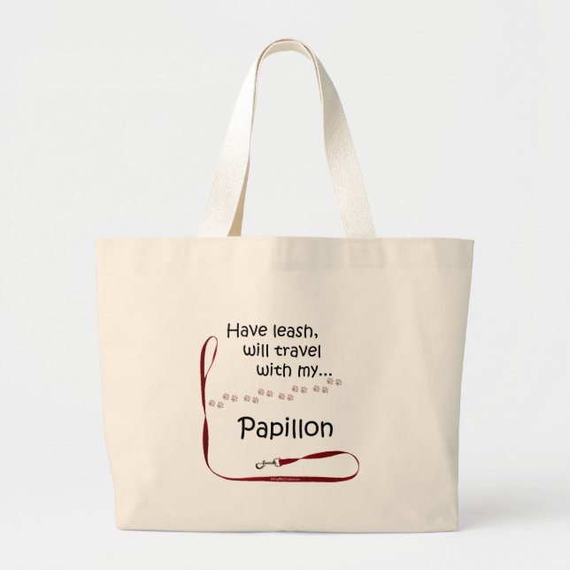Papillon Travel Leash Large Tote Bag (Front)