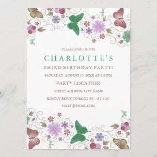 Papillon Vert Joli | Invitation d'anniversaire