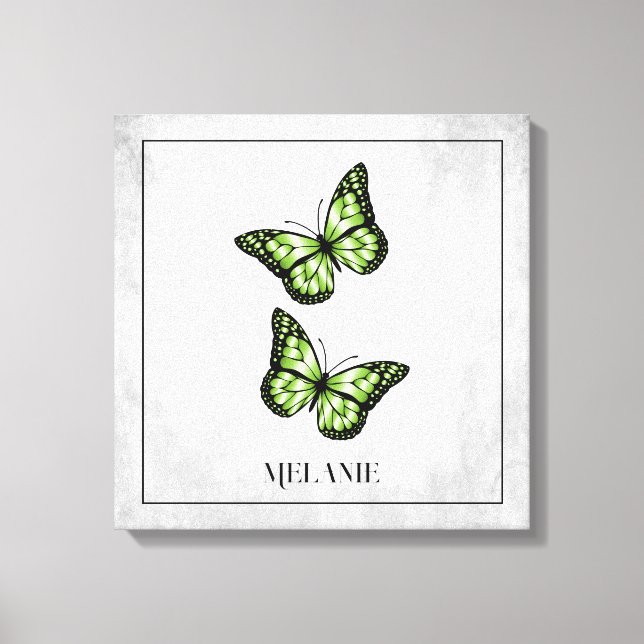 Papillon vert toile florale Imprimer (Recto)