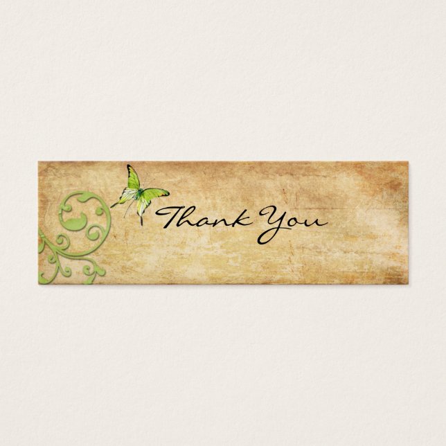 Papillon vert vintage Merci note (Devant)