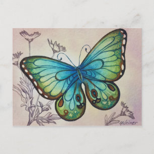 Papillon vintage No 7 Watercolor Art Carte postale