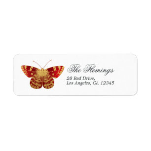 Papillon Vintage rouge et or