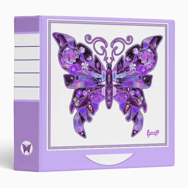 Papillon violet 31 3 Classeur à anneaux (Devant/Côté)