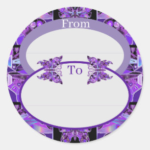 Papillon violet 31 autocollant rond classique