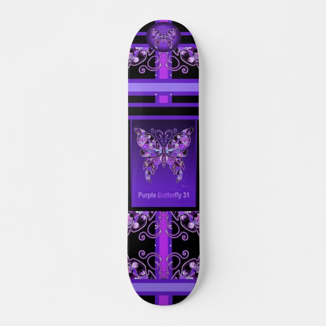 Papillon violet 31 Skateboard (Devant)
