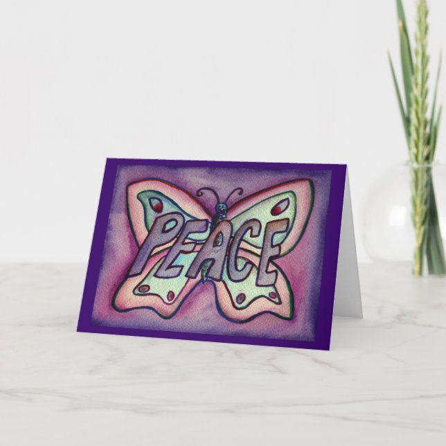 Papillon violet de paix Voeux d'Art ou Cartes de n (Devant)