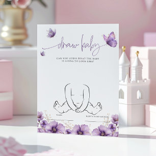Papillon violet Dessinez la carte de jeu Baby show