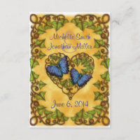 Papillon violet et carte RSVP Coeur ivoire