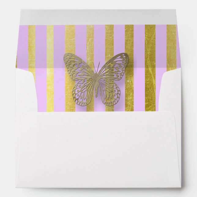 Papillon violet et or Enveloppes personnalisées (Dos (Bas))