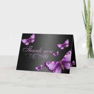 Papillon violet/noir Carte de remerciements