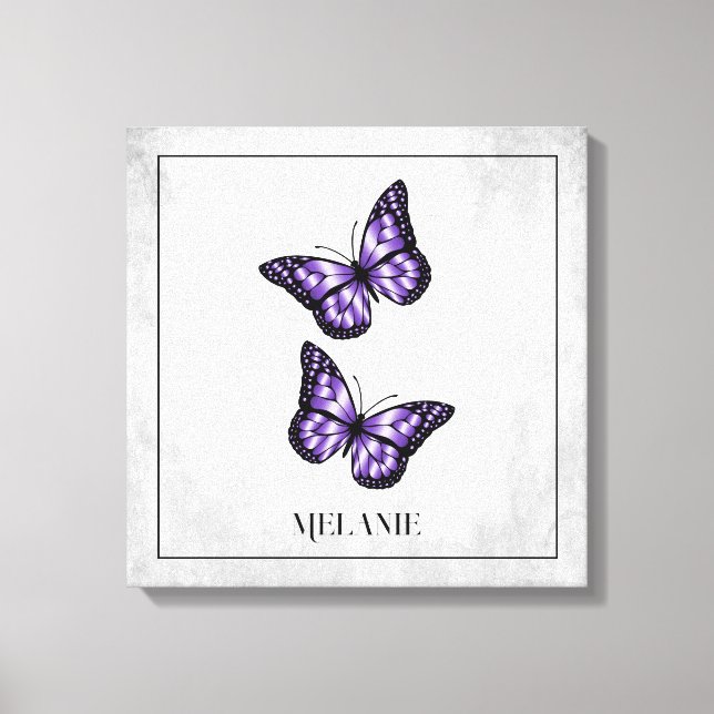 Papillon violet toile florale Imprimer (Recto)