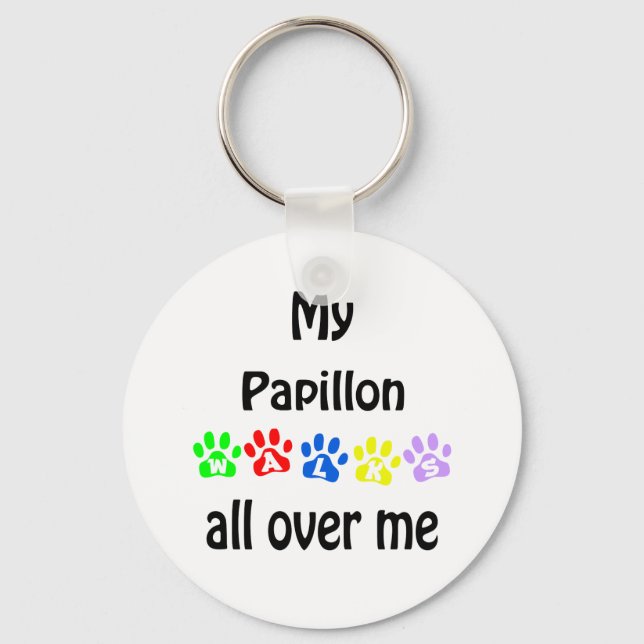 Papillon Walks Design Keychain (Front)
