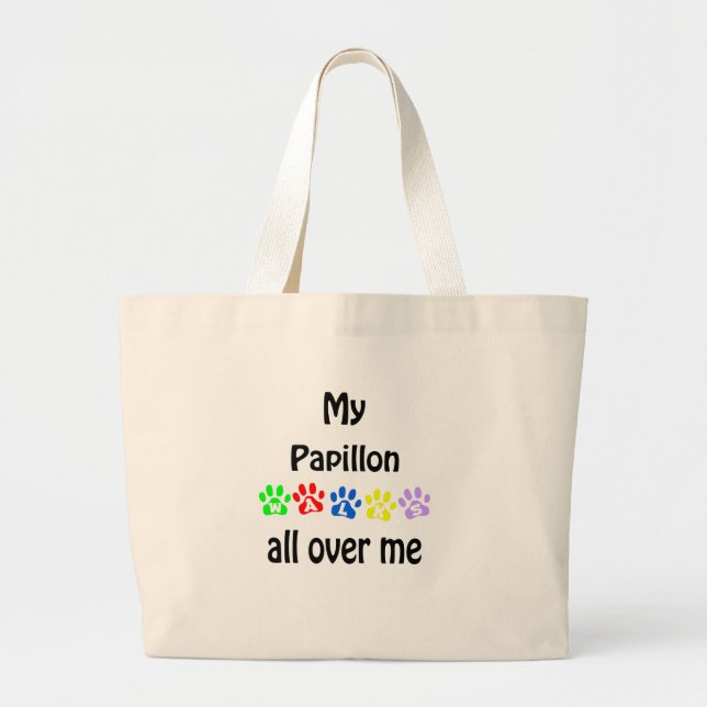 Papillon Walks Design Large Tote Bag (Front)