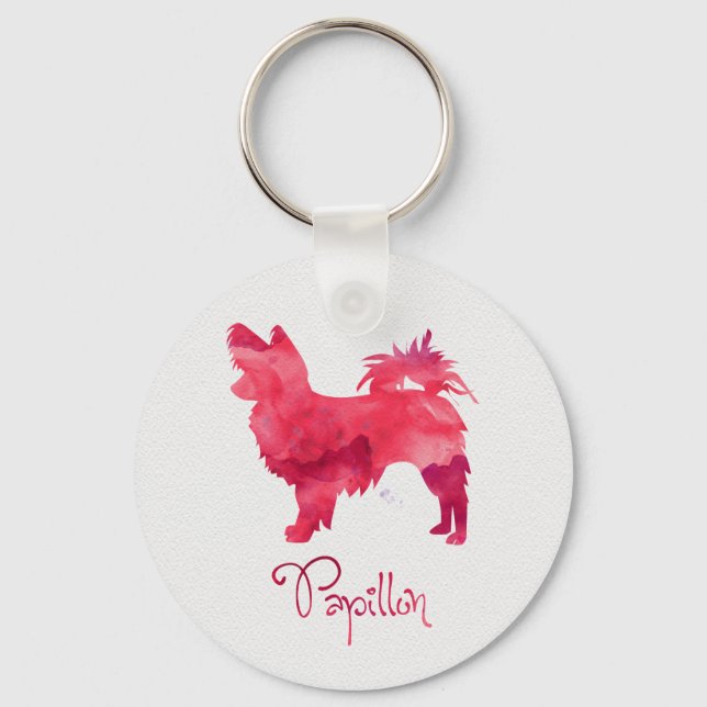 Papillon Watercolor Design Keychain (Front)