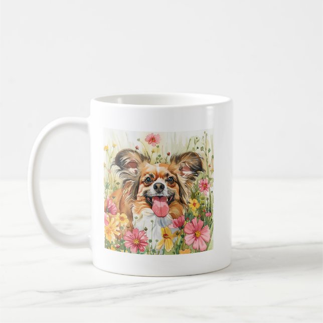 Papillon Watercolor Mug – Dog Lover Gift (Left)