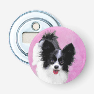 Papillon (White and Black) Painting - Dog Art Bottle Opener