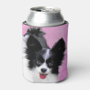 Papillon (White and Black) Painting - Dog Art Can Cooler