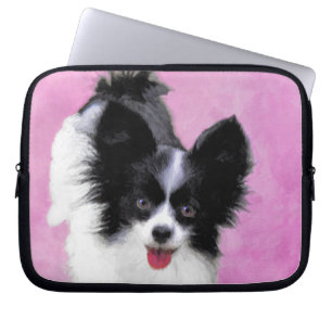 Papillon (White and Black) Painting - Dog Art Laptop Sleeve