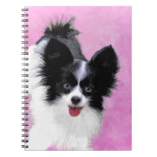 Papillon (White and Black) Painting - Dog Art Notebook